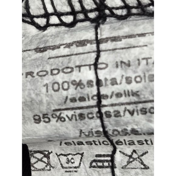 Black Long-Sleeve Fringe 100% Silk Layered Detail Dress W Roll Tab Sleeves Made - Picture 6 of 9